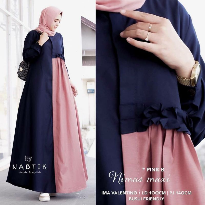 Baju gamis wanita terbaru gamis Dewasa kekinian modern 2021 wanita dress Nimas maxy