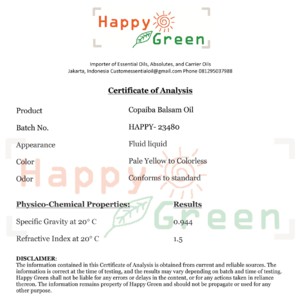 Happy Green Copaiba Balsam Essential Oil - Minyak Copaiba Balsam