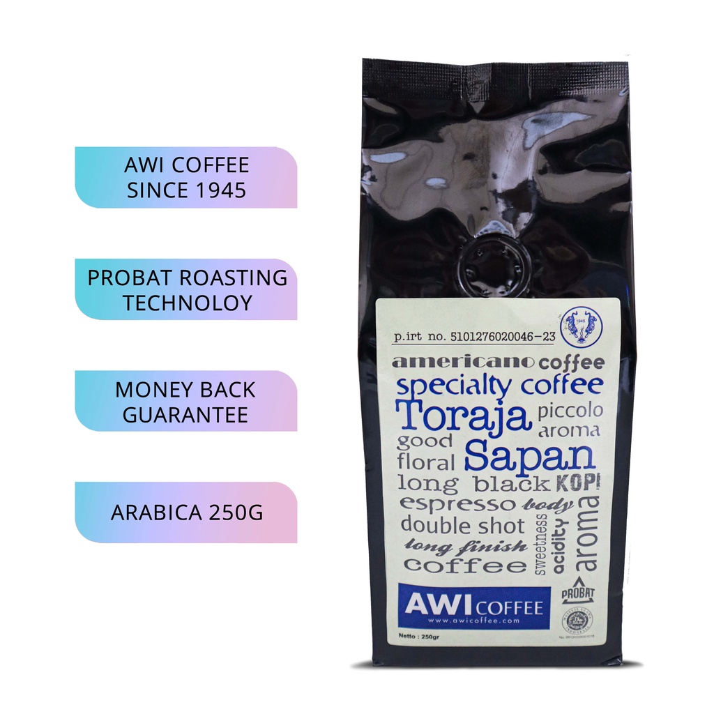 

Awi Kopi Toraja Sapan 250 Gr Biji | Arabica Specialty Roasted Coffee Bean | Kualitas Ekspor