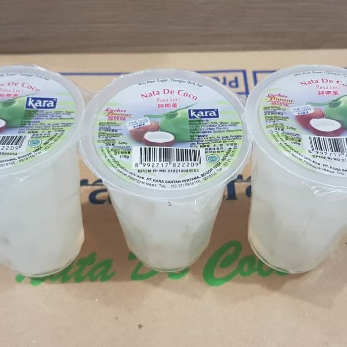 

1dus isi 24gelas Kara Nata de Coco rasa Leci 220 gram gelas