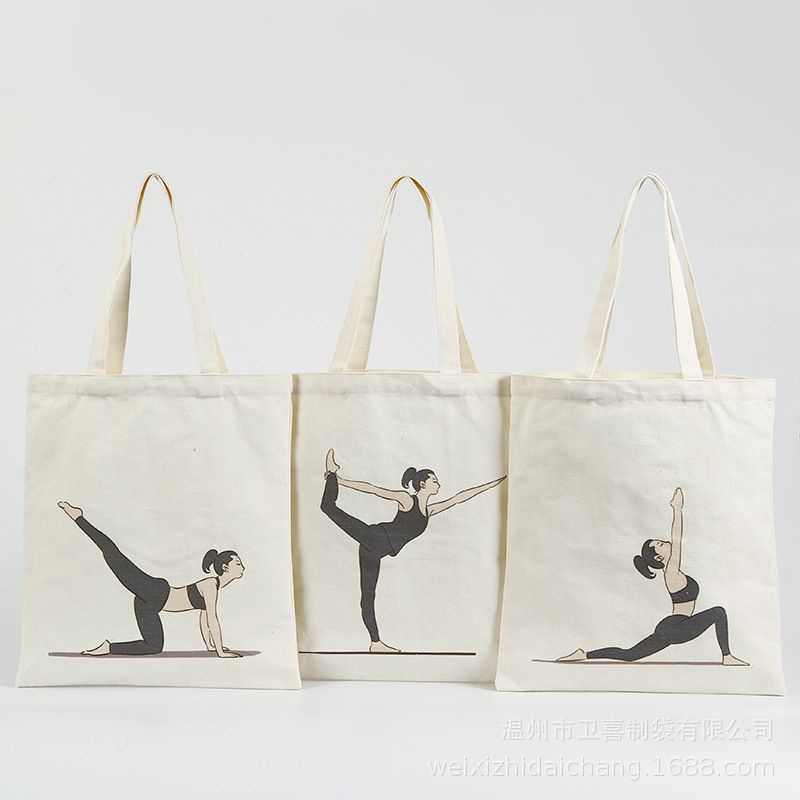 Tas canvas motif yoga / Tas belanja wanita / Tas belanja kain