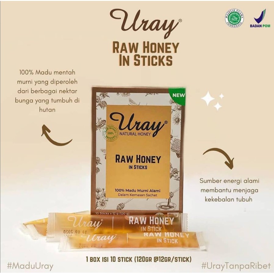 Madu Uray Raw Honey Stick Sachet - Raw Honey 10 Sticks (120 Gr)