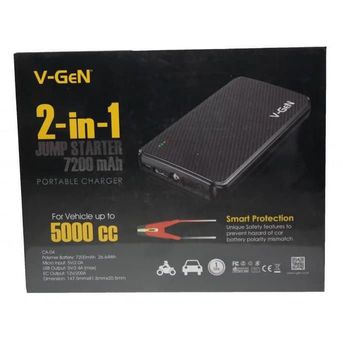 Vgen Powerbank Jump Starter 7200Mah V-Gen Power Bank Jumper Aki Mobil Diskon