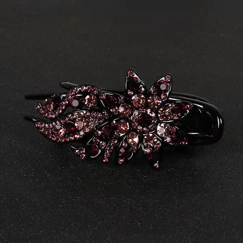 Retro and Elegant Pompon Headdress Large Crystal Flower Rhinestone Hairpin Accessories