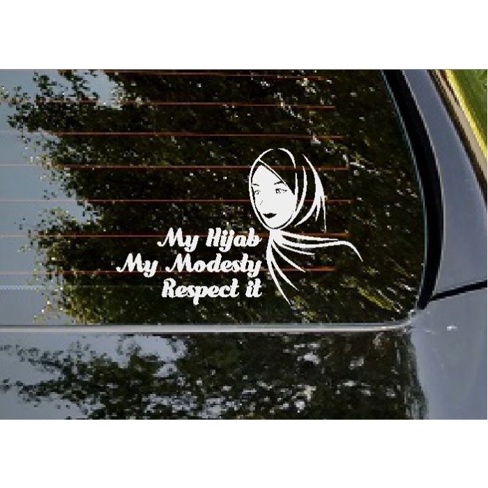 Promo Stiker My Hijab Modesty Muslimah Mobil Laptop Helm Dasbor Motor Kaca - Putih Elegan
