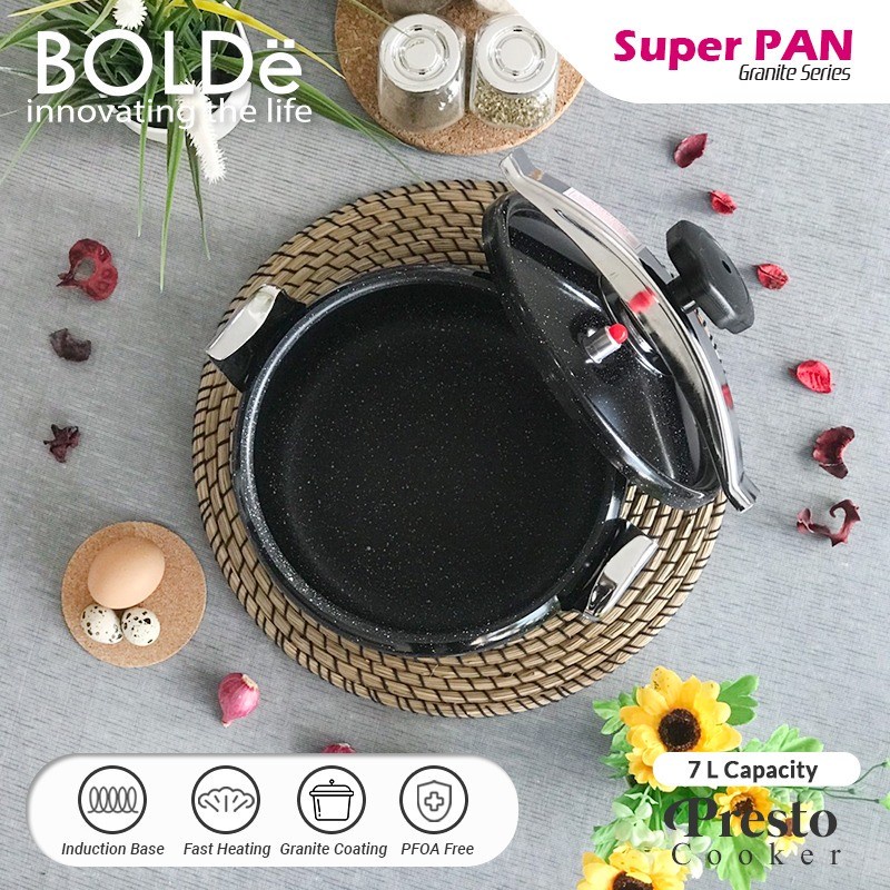 BOLDe Super Pan Granite PANCI Presto Kapasitas 7 Liter Warna random BISA KOMPOR INDUKSI GRANITE SERIES