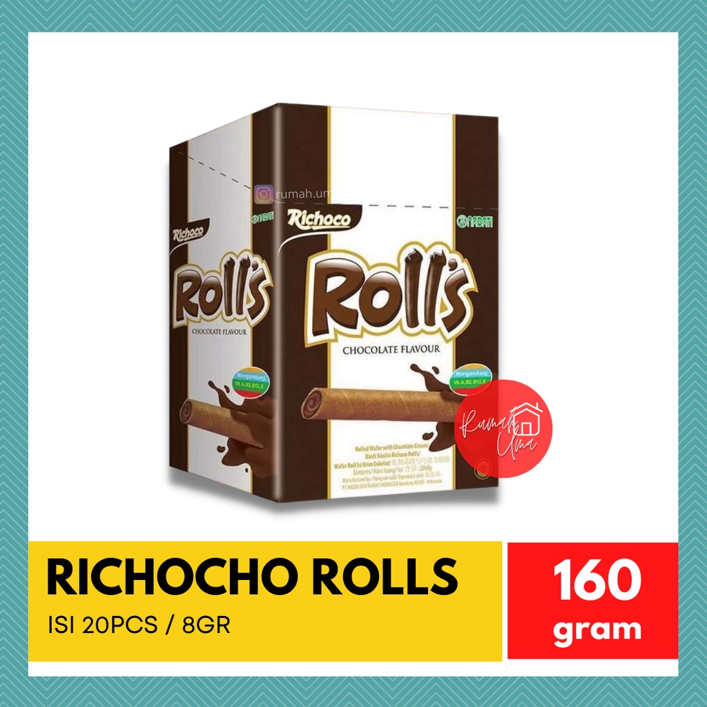 

Richoco Nabati Rolls Coklat [8gr / 20pcs] Camilan Cemilan Snack Makanan Ringan