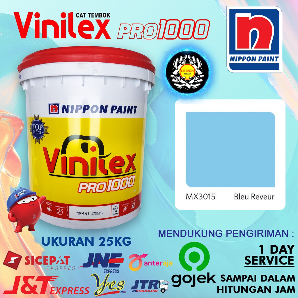 CAT AIR TEMBOK DINDING VINILEX 25 KG WARNA MX 3015 BLUE REVEUR MX3015 BIRU LANGIT LAUT CERAH MUDA 25