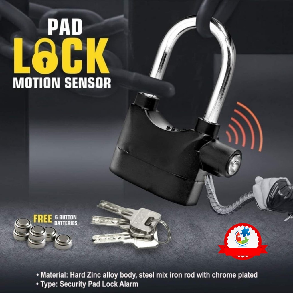 [Alarm Lock] Gembok Alarm Anti Maling 3 Anak Kunci 6 Baterai Cadangan