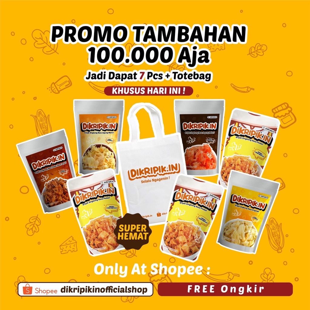 

[FREE TOTEBAG] Dikripikin 7 Pouch - Keripik Singkong - Kripik Renyah Kriuk