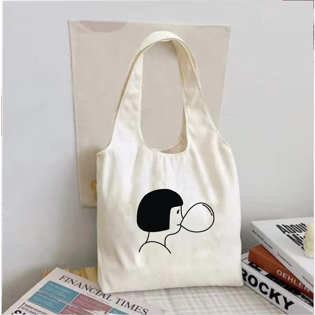 [PAKAI PEREKAT] TOTEBAG WANITA KOREAN STYLE TOTEBAG KANVAS AESTHETIC TOTEBAG VINTAGE