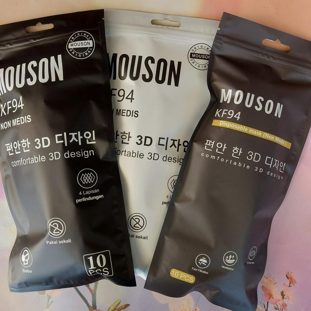 MASKER BASIC KF94 KF 94 PUTIH HITAM ABU PER PACK 10 PCS ORIGINAL / MOUSON / CAREION / ORLEE / SHUMU / FILTCARE / KOREA