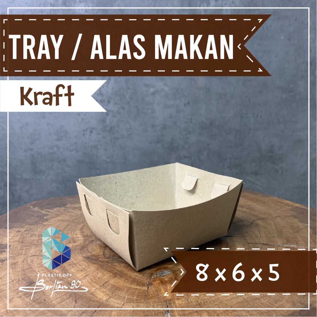Paper Tray Dine In 8x6x5 Kraft 300gsm Piring Nampan Kertas Alas Tempat Makan