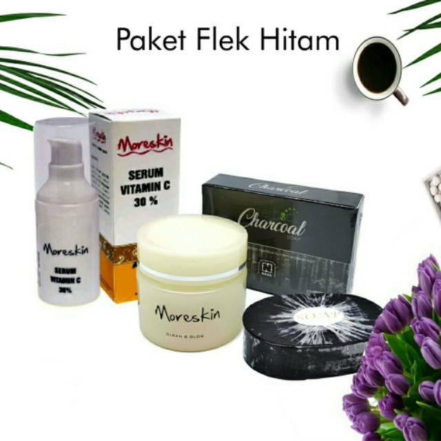 Paket Penghilang Flek Hitam - Moreskin Clean And Glow, Srum Vit C Erhsali Charcoal