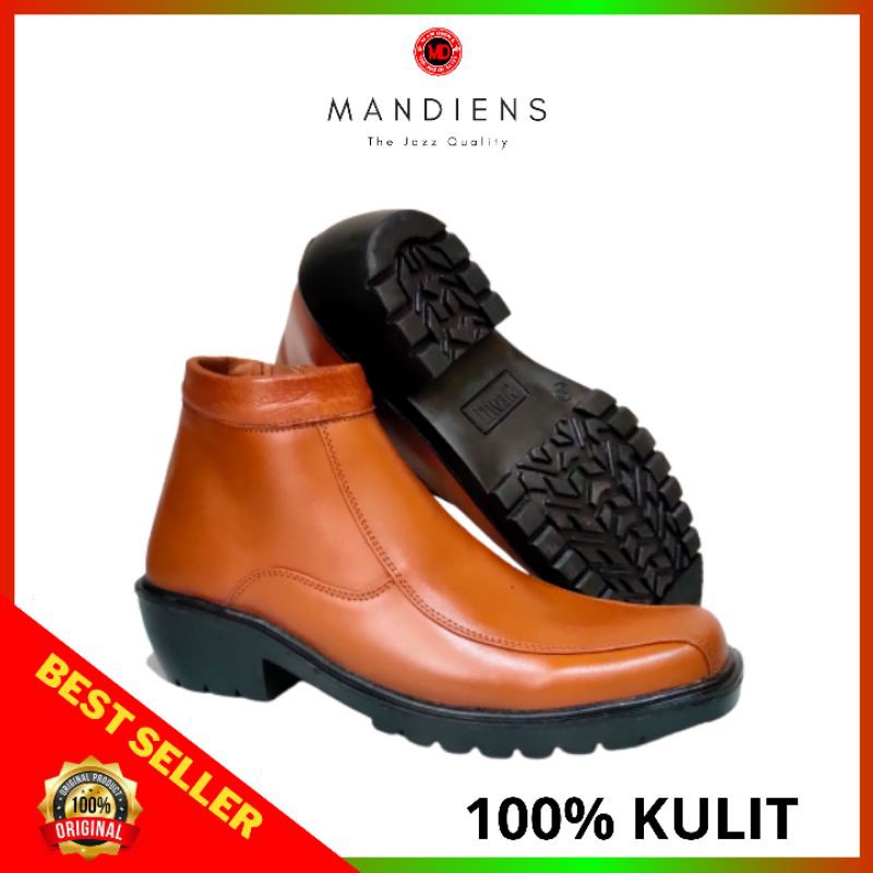 MANDIENS Sepatu Boots Pria Kulit Asli Medali K164 - Sepatu Kulit Pdh Tni Polri Security - Sepatu Putih Perwira