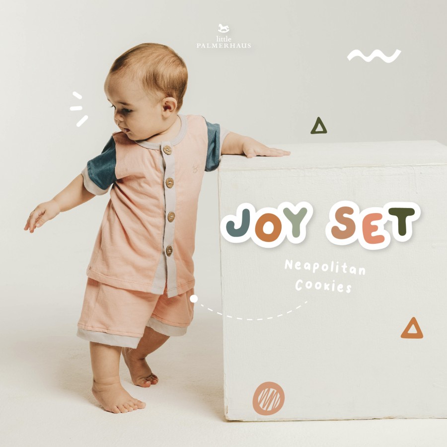 Little Palmerhaus Joy Set 2.0 - Setelan Lengan Pendek Celana Pendek Anak Bayi Polos Warna Pastel Soft 0-6 6-12 12-24 bulan 3-4 tahun