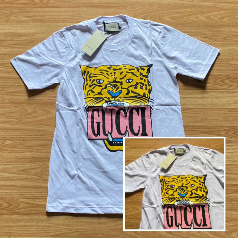Kaos Gucci Tiger Face White Premium Branded T-shirt