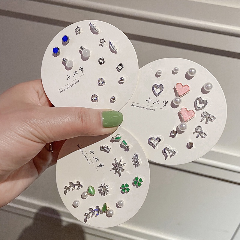 7 Pasang/Set Fashion Anting-Anting Set Liar Sederhana Dan Indah Kecil Telinga Studs Satu Minggu Perhiasan Wanita