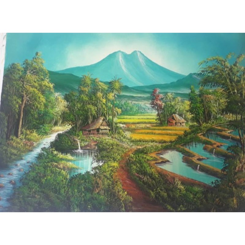 Lukisan Pemandangan Alam di Desa