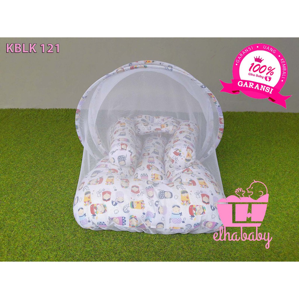 Kasur Lipat Bayi Set Kelambu Bantal Guling | Tempat Tidur Anak Baru Lahir Motif Lucu Bonus Tas 121