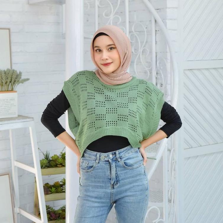 {CLK.08Ap22ᴸ}  ROMPI WANITA KOREA MOON VEST | ROMPI CEWEK RAJUT KOREAN STYLE KEKINIAN