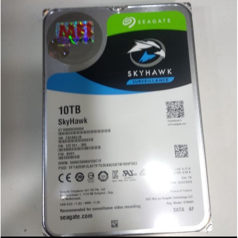 HARDISK HDD SEAGATE 10TB SKYHAWK SURVEILANCE GARANSI RESMI 3 TAHUN