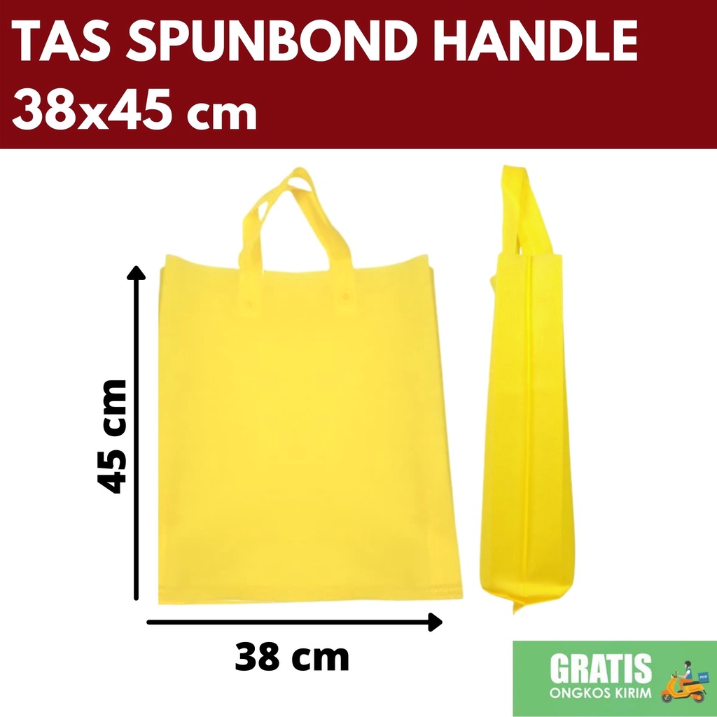 

GOODIE BAG 38x45 cm KUNING TAS SPUNBOND Tas Belanja/ Tas Ultah/ Tas Promosi/ Tas Reuni/ Tas Spunbond Sablon/ Tas Spunbond Custom/ Tas Goodiebag Sablon/ Tas Goodiebag Custom/ Tas Ramah Lingkungan/ Tas Press/ Tas Perusahaan/ Tas Partai Besar
