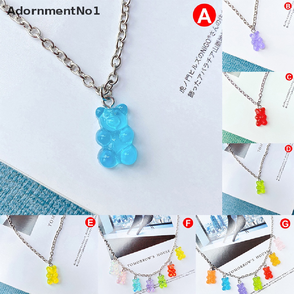 (AdornmentNo1) Kalung Rantai Dengan Liontin Kartun Gummy Bear Bahan Resin Gaya Hip Hop Untuk Wanita