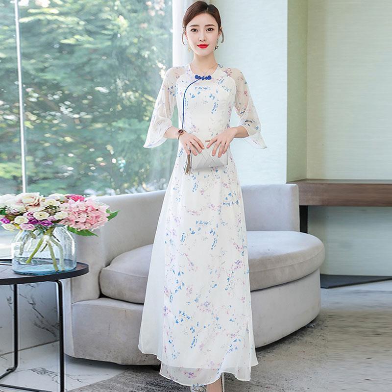 large size women's wear Chinese style retro new improved cheongsam young republic