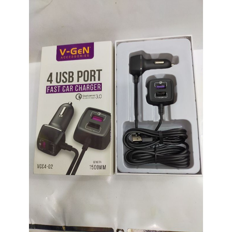 Charger Mobil V-Gen VCC4-02 Car Charger Fast Charge 3.0 4 USB Port