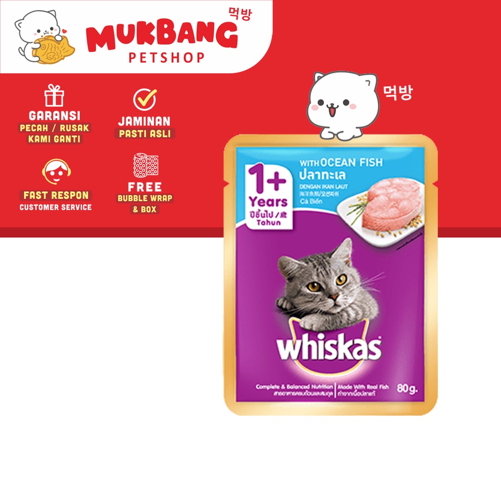 Whiskas Pouch 1+ 80 gram Makanan Kucing Basah Wet Food Whiskas Tuna Adult Whiskas 1+ Makanan Basah Kucing Wiskas Whiskas Basah Junior Wiskas Kucing Basah Wet Food Kucing Kitten Whiskas Tuna Adult Kitten Junior Pouch