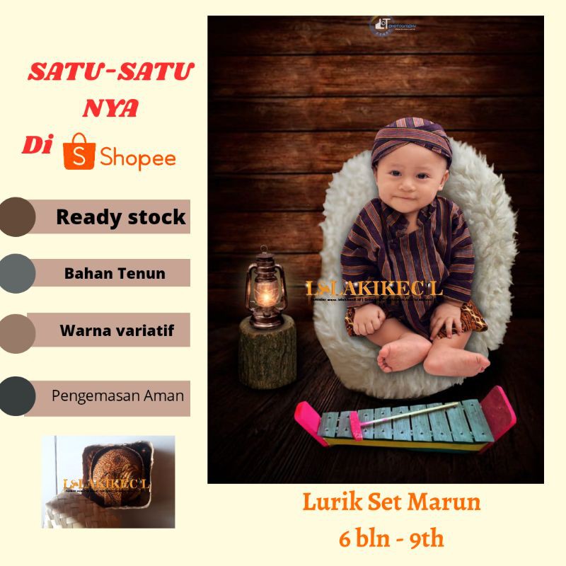 HANYA DISINI Blangkon Lurik / Lurik Marun / Lurik Anak / Surjan Anak / tenun lurik / kain lurik