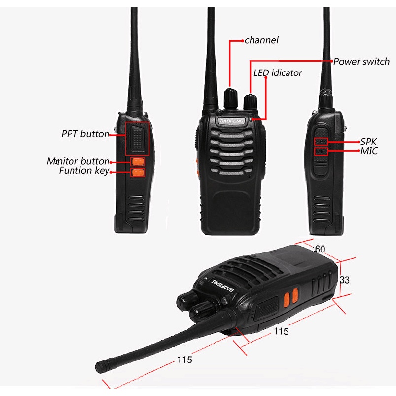 HT BF888s Radio Jarak Jauh Handy Talky Walky Talky UHF Jarak  + Earset 4 Unit