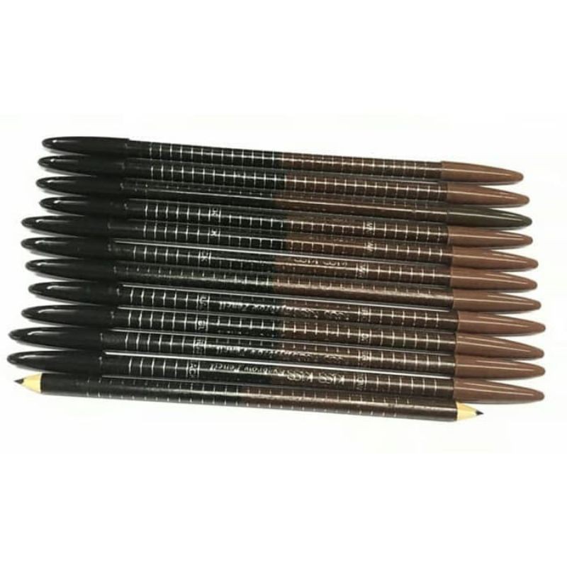 Pensil Alis KISS KISS 2in1 - Drawing Eyebrow Pencil - Pensil Alis Natural Dan Waterproof