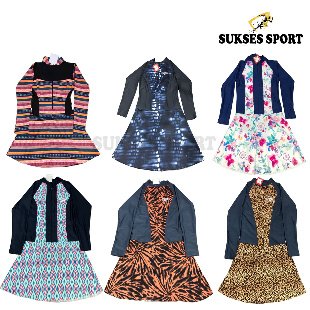 BAJU RENANG MUSLIM / MUSLIMAH DEWASA SPEEDO MOTIF