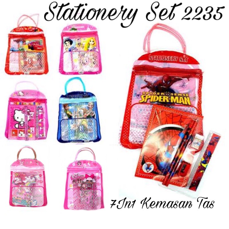 

Stationery Set Tas lucu 7In1 Karakter / Paket Alat Tulis Kemasan Tas 2235