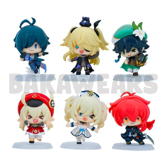 Action Figure Genshin Impact: Chibi Figure - Klee, Diluc, Venti, Fischl, Kaeya, Barbara (bakawears)