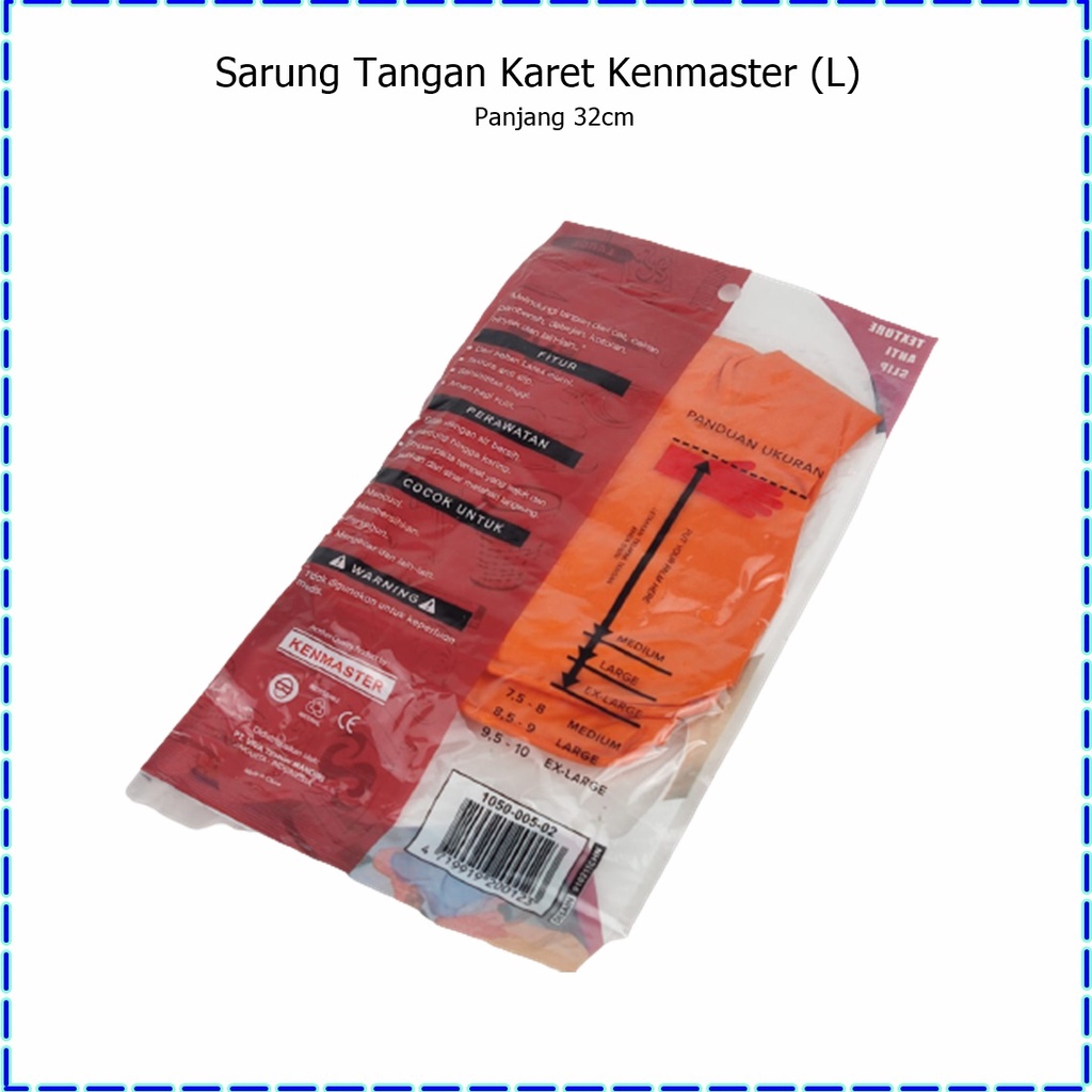 Sarung Tangan Karet Anti Slip Orange Kenmaster (L)