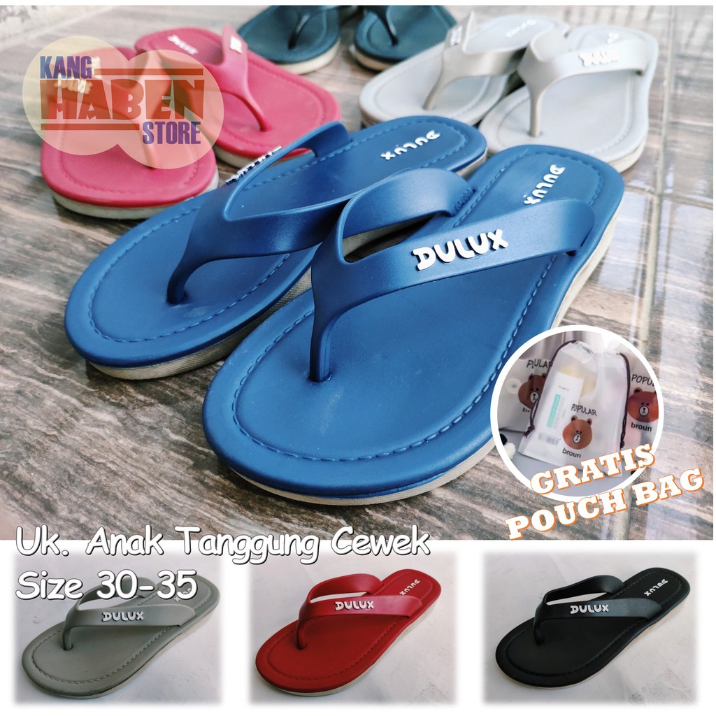 CQ033 Sandal Jepit Anak Tanggung Cewek Casual Karet Elastis Sendal Dulux