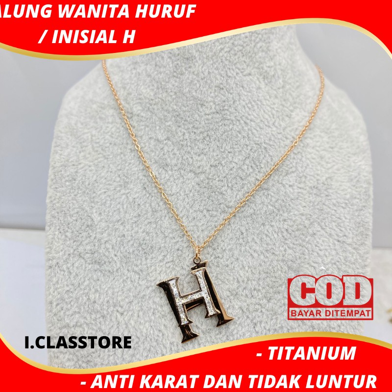 Kalung Titanium Wanita Anti Karat Model Huruf H Lapis 2 Aksesoris Fashion Perhiasan Wanita