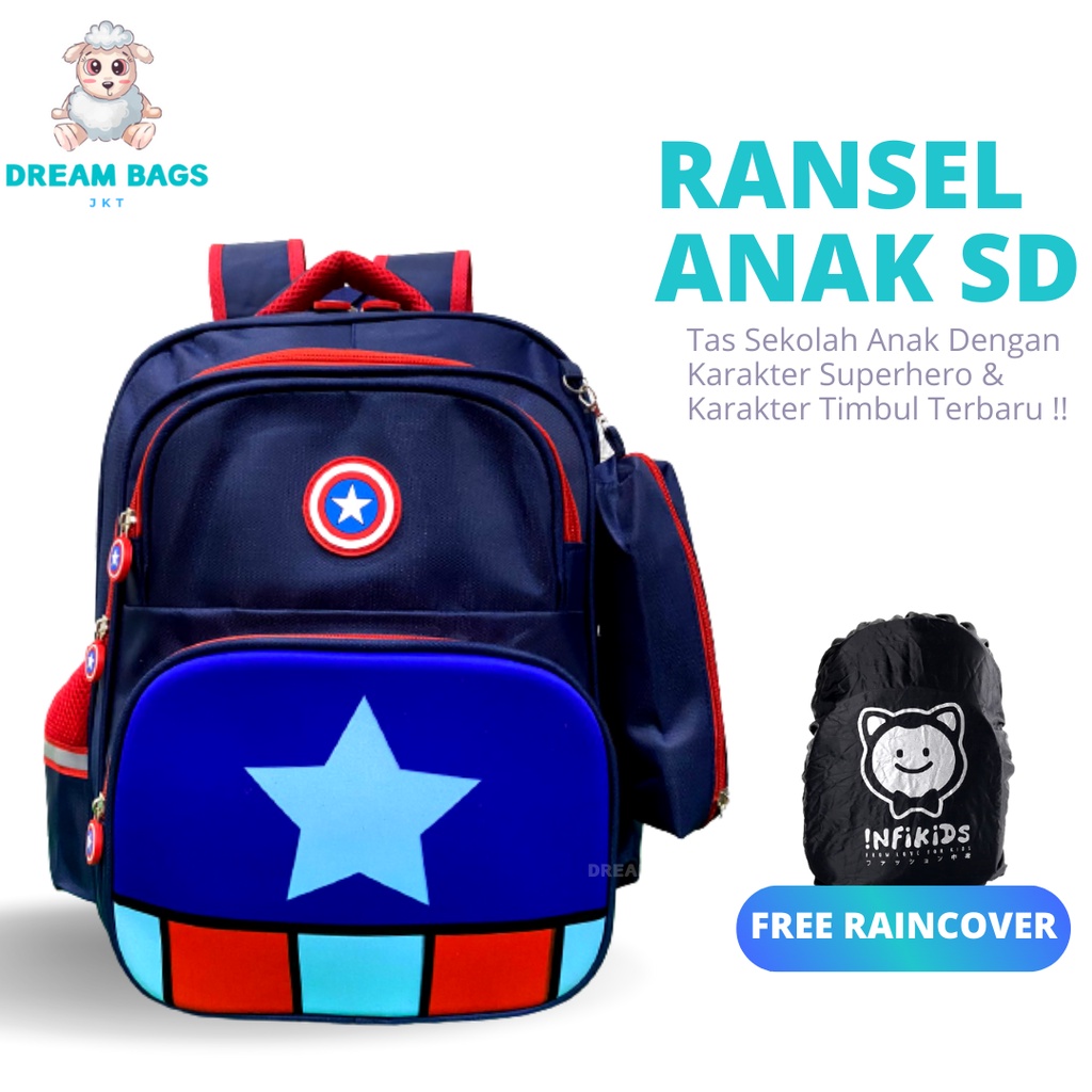 Tas Sekolah Karakter Superhero DB 1919 Size SD Tas Anak Import - Tas Sekolah Anak Laki Laki - Tas Sekolah anak Laki Sd - tas anak laki sd