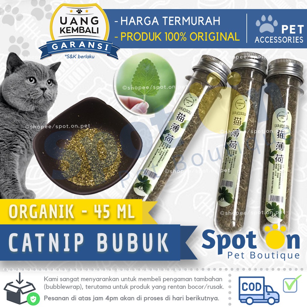 Natural Catnip Bubuk 45ml | Catmint Catnip Serbuk Cemilan 45 ml | Catnip Organik Natural Alam