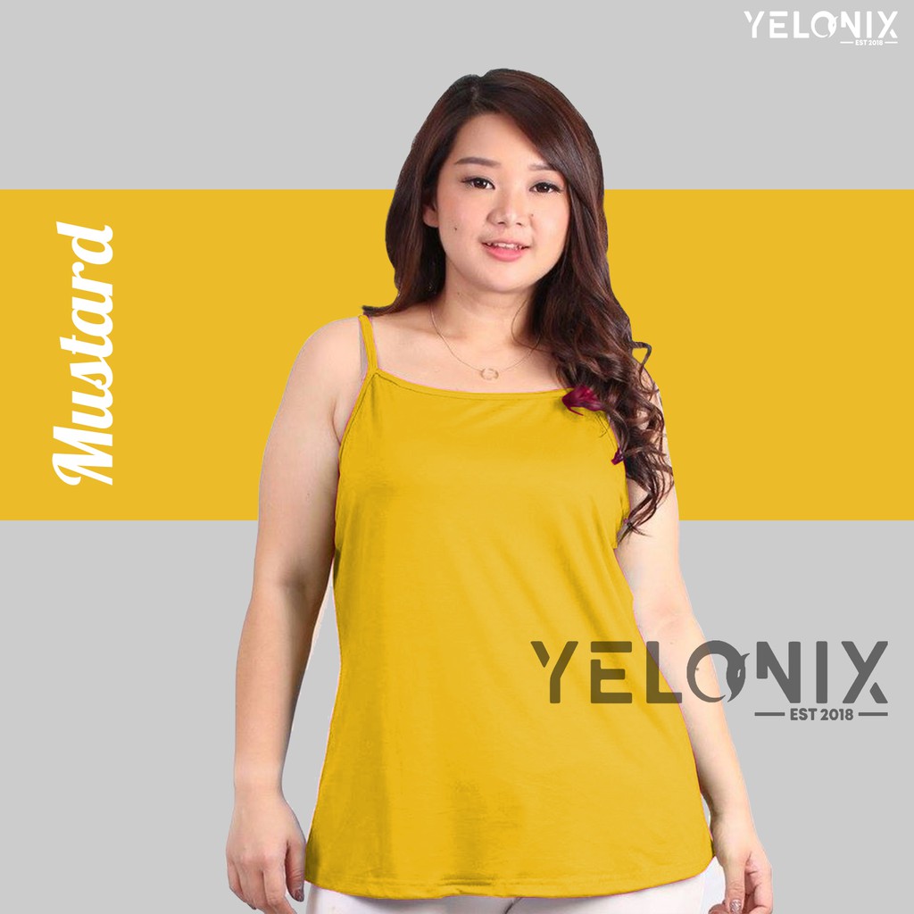 TANKTOP JUMBO POLOS  ( SOFT SPANDEK ) Ukuran Besar / Tank Top Wanita Tali Kecil Big Size - YELONIX