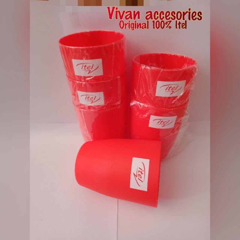 Gelas minum cup bahan plastik Itel Murah original -merah