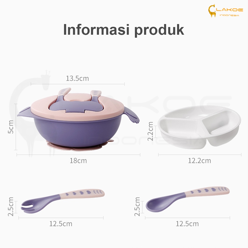 LAKOE Mangkok makan bayi mangkuk anak bayi set alat makan bayi anti tumpah