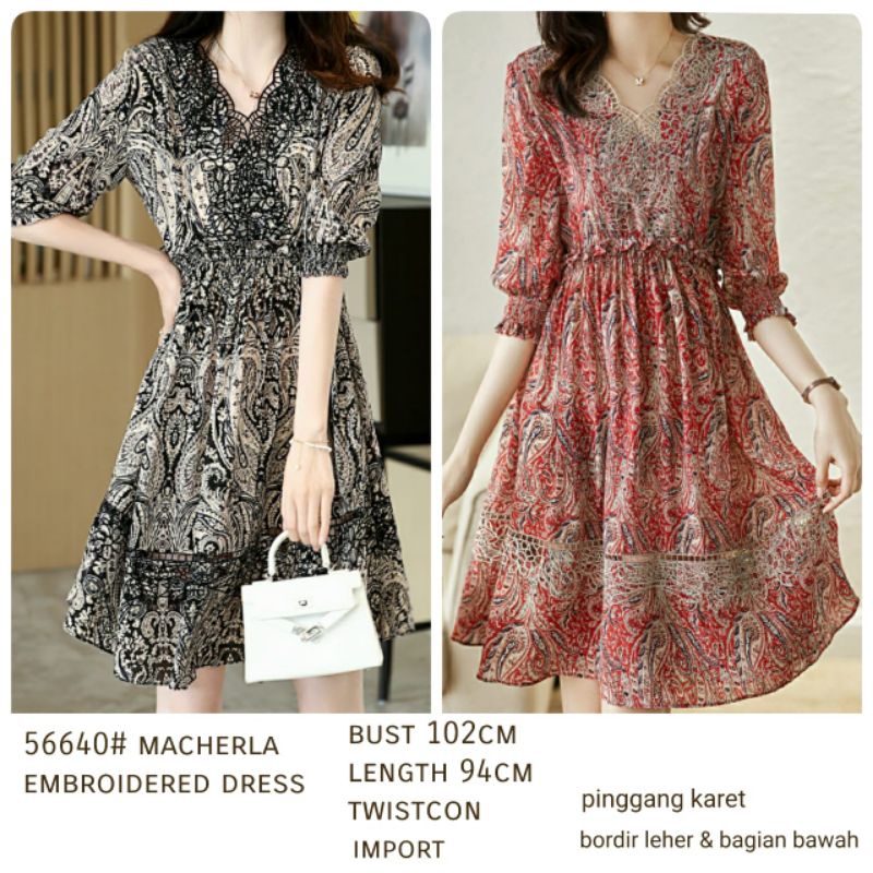 MDLV ~ 56640# Macherla Embroidered Dress Premium Korea Fashion import