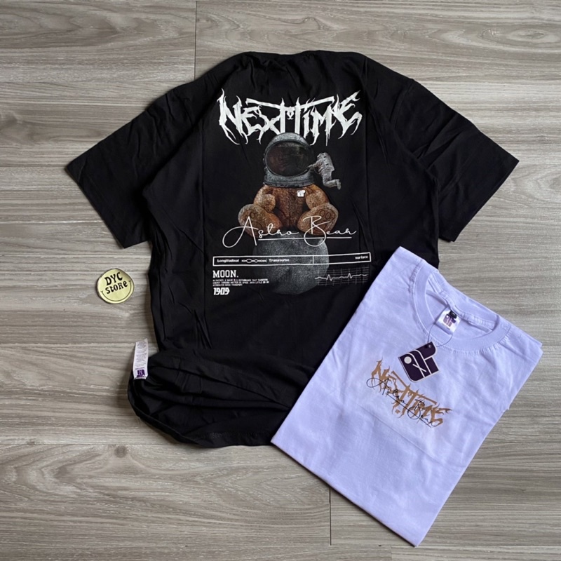 T-SHIRT KAOS DISTRO ORIGINAL SEVENKEY x NEXTTIME SPESIAL ART TEDDY BEAR OF ASTRO BEAR | KAOS STREETWEAR HITAM PRIA WANITA | KAOS OVERSIZE