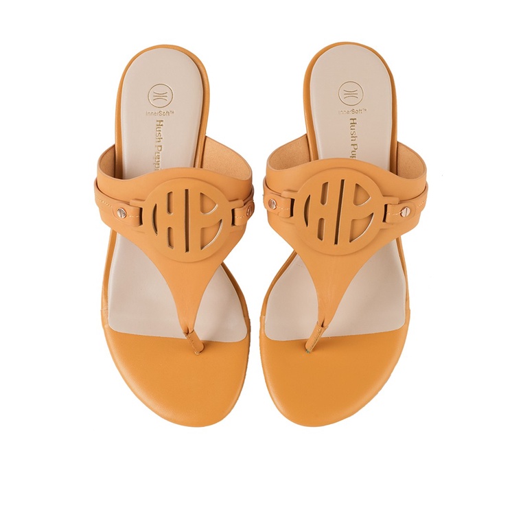 SANDAL WEDGES KULIT HUSH PUPPIES WANITA ORIGINAL TERBARU KUNING HW09