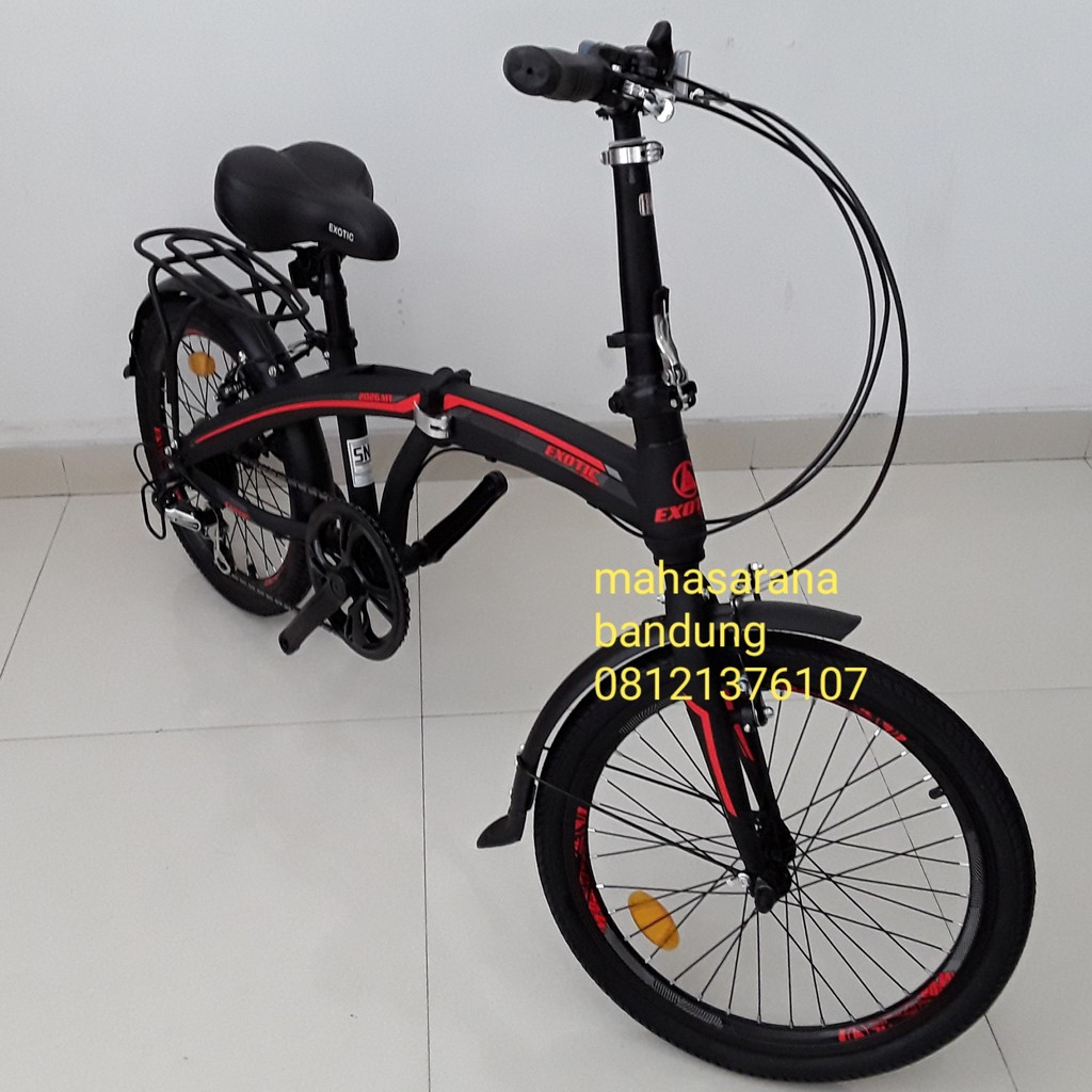 Sepeda Lipat Exotic Mt 2026 Black Red 7 Speed 20 Inch