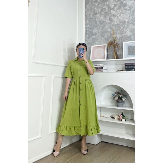 2172 Seoul Button Ruffle Dress